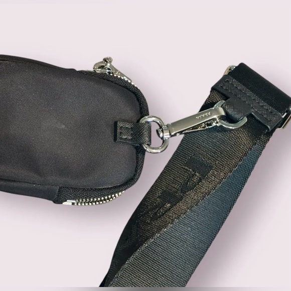 Prada Black Canvas Logo Saffiano Leather Trim Adjustable Strap w/ Nylon Pouch - Picture 4 of 10